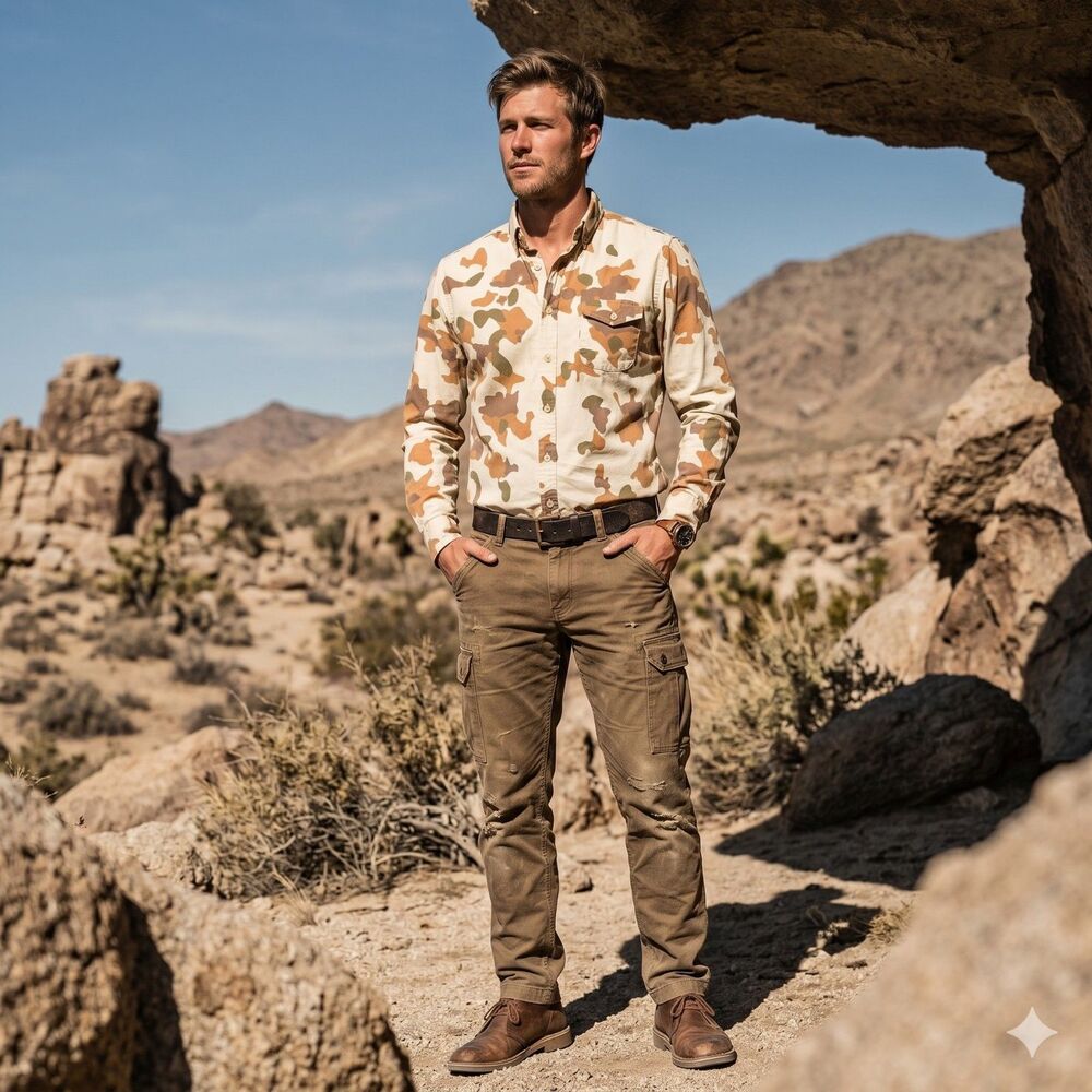 Steven Alan Brown Camouflage Button Front Shirt Men's Small One Pocket